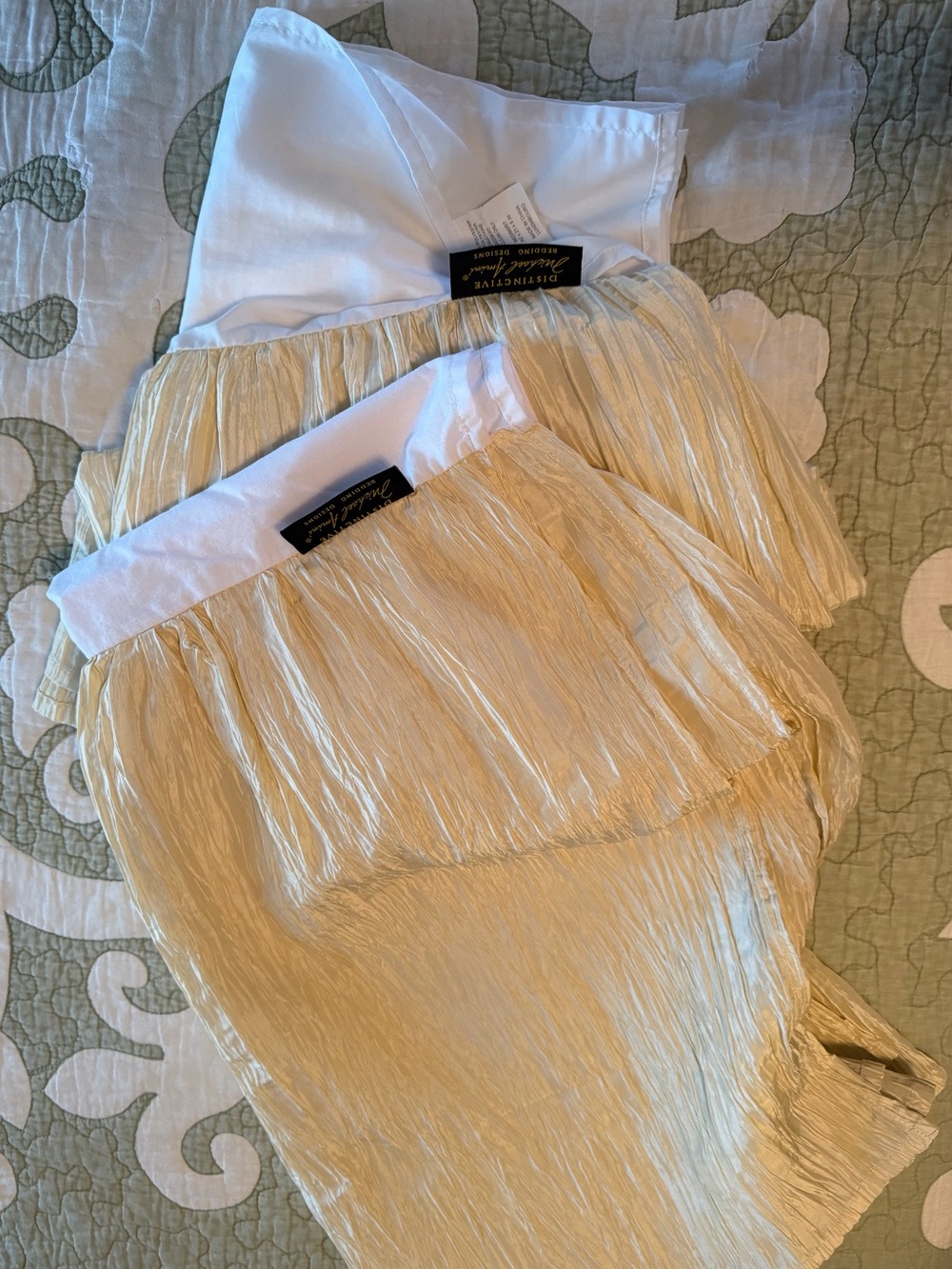 Cream Crinkled Maxi Bedding Skirt with White Waistband